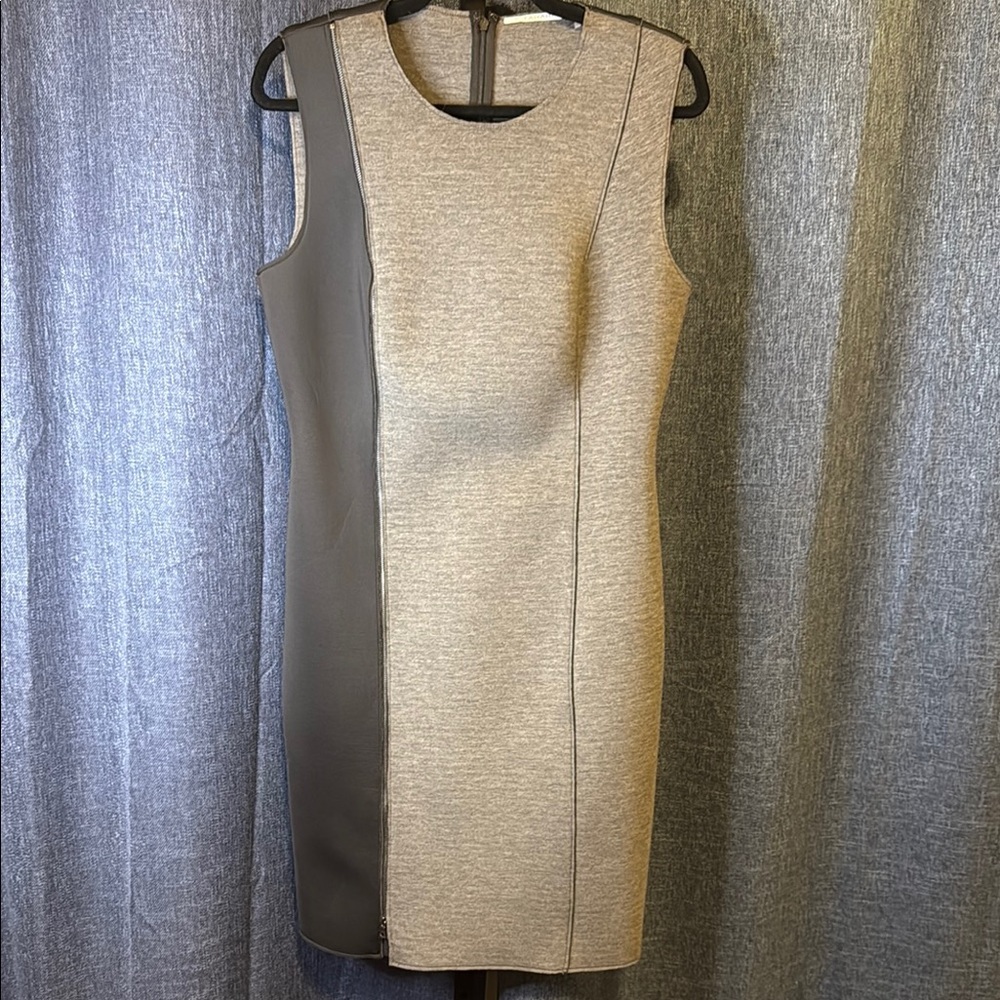 T Tahari Kinley Black Charcoal Gray Pencil Dress Sleeveless with Zipper Size 10